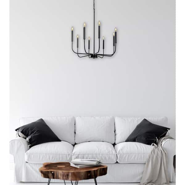 Louis 8-Light Black Candlestick Chandelier