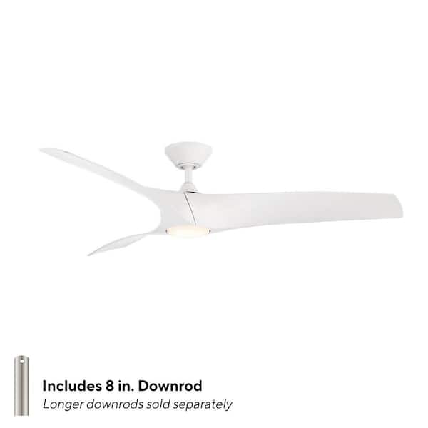 Zephyr 52 in. Indoor/Outdoor Matte White 3-Blade Smart Ceiling Fan with LED Light Kit and Remote Control