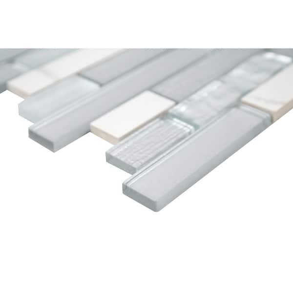 Whistler Ice Interlocking 11.81 in. x 12 in. x 8mm Glass Mesh-Mounted Mosaic Tile (9.7 sq. ft. / case)