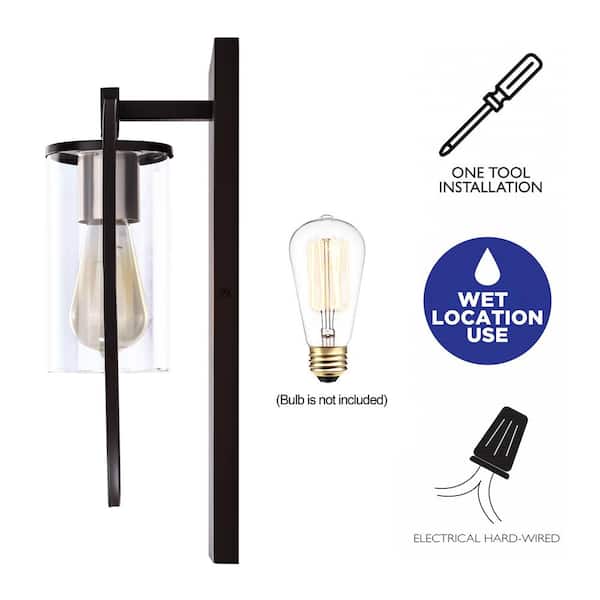 4.15 in. Black Sconce with Clear Glass Shade