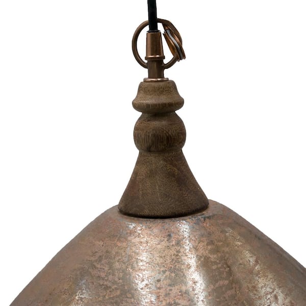 Alicante 1-Light Copper Hanging Pendant with Glass and Metal Shade