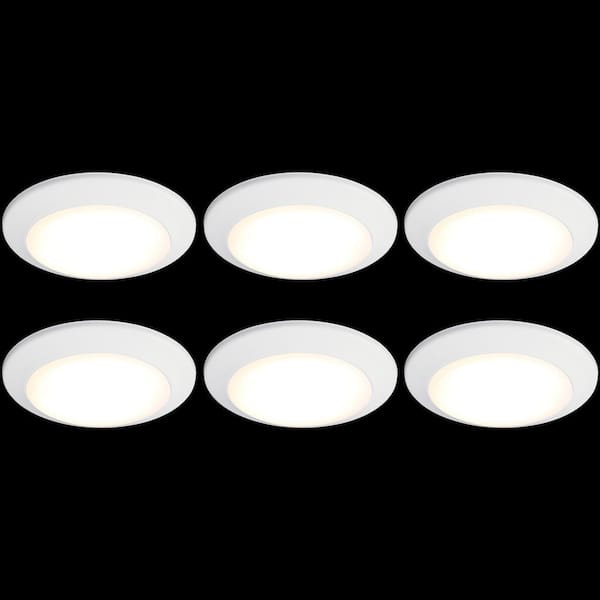 7.5 in. Dimmable 15-Watt 3000K Warm White Integrated LED Flush Mount Ceiling Light Disk Light Trim Kit(6-Pack)
