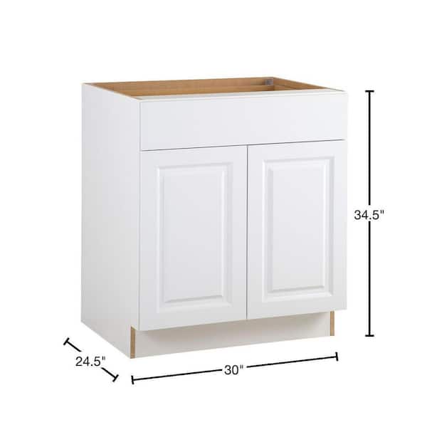 Benton 30 in. W x 24.5 in. D x 34.5 in. H Assembled Base Kitchen Cabinet in White with Soft Close Full Extension Drawer
