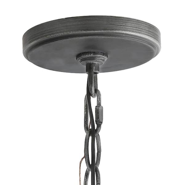 Brushed Gray Modern 1-Light Pendant Drum Cage Kitchen Island High Ceiling Light