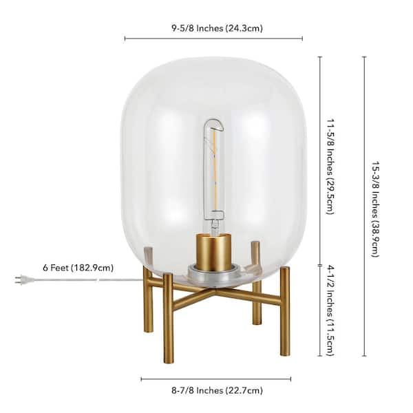 Edison 15 in. Brass Finish Table Lamp with Glass Shade
