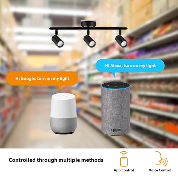 Boedy 2 ft. 3-Light Smart Matte Black Integrated LED Fixed Track Lighting Kit with Night Light Powered by Hubspace