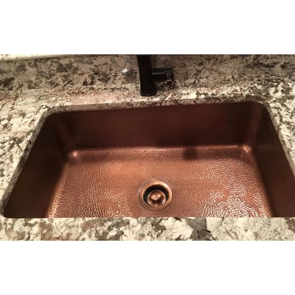Rivera 31 in. Undermount Single Bowl 16 Gauge Antique Copper Kitchen Sink