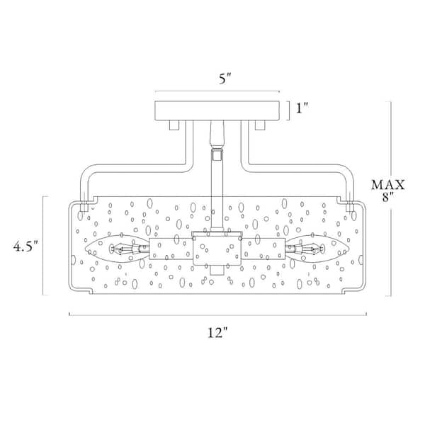 Modern Oil Rubbed Bronze Drum 12 in. 4-Light Semi-Flush Mount Ceiling Light with Seeded Glass Shade