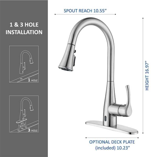 Marcie Single-Handle Integrated Pull Down Touchless Kitchen Faucet in Stainless Steel