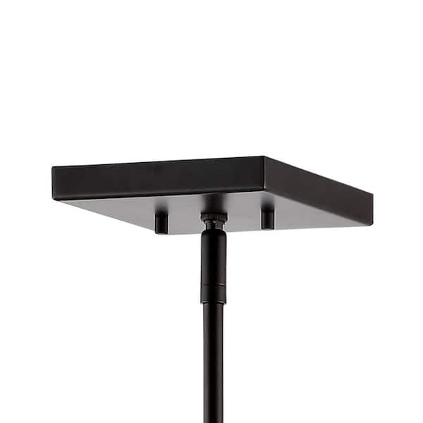 Everly 15.5 in. 4-Light Industrial Farmhouse Iron/Glass LED Pendant, Oil Rubbed Bronze