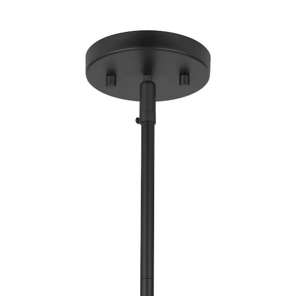 Rockland 60-Watt 4-Light Matte Black Pendant with Painted Wood Accent Shade