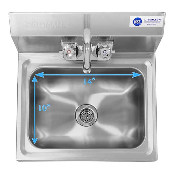 17 in. Stainless Steel 18-Gauge Wall Mount 1-Compartment Commercial Kitchen Hand Sink with Faucet