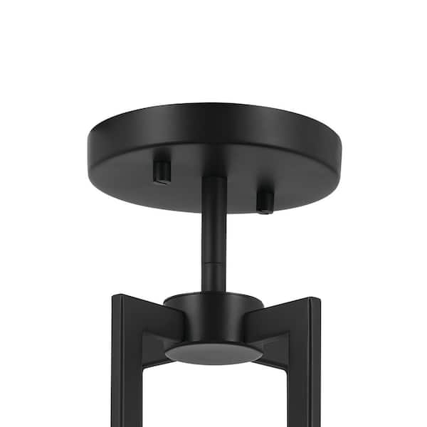 Malen 15.5 in. 4-Light Black Bedroom Traditional Convertible Semi-Flush Mount Ceiling Light with Fabric Shade