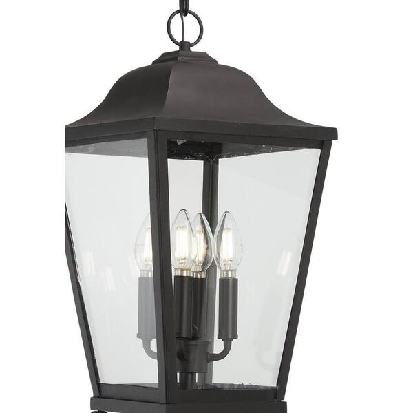Savannah 4-Light Black Outdoor Pendant Light with Clear Glass Shades