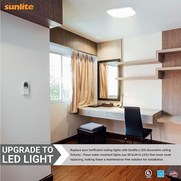 11 in. 1-Light White Dimmable Square Mushroom LED Flush Mount Light, Cool White 4000K