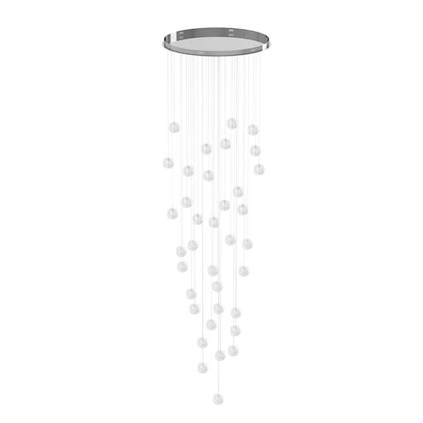 36-Light Modern Chrome Spiral Crystal Raindrop Chandelier Foyer High Ceiling Large Chandelier