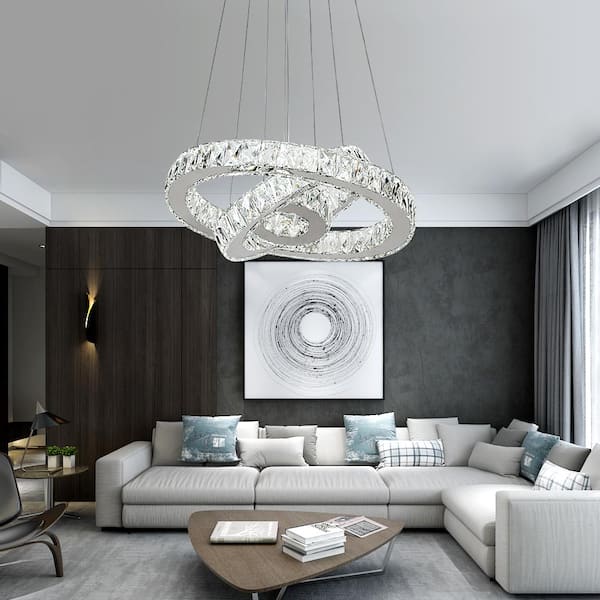 Jefferson 4 - Light Clear/Chrome Unique/Statement Geometric Integrated LED Chandelier Accents