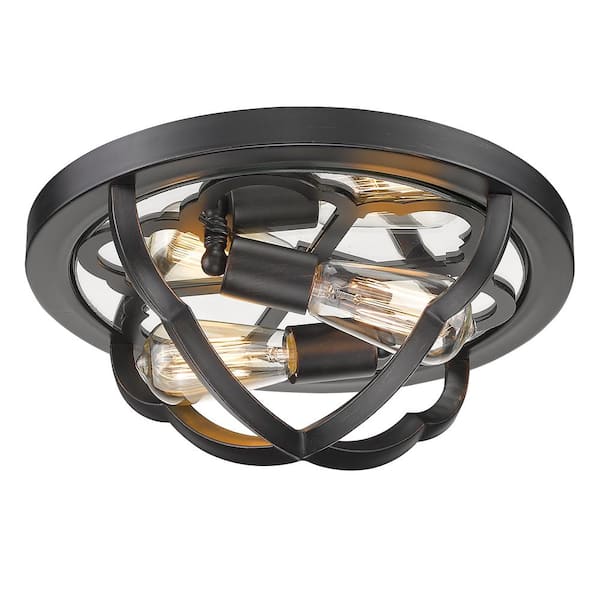 Saxon 2-Light Aged Bronze Flush Mount Light