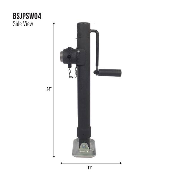 Blackout 2000 lbs. Signature Black Wrinkle Powder Coat Side Wind Pipe Mount Weld Jack 15 in. Travel