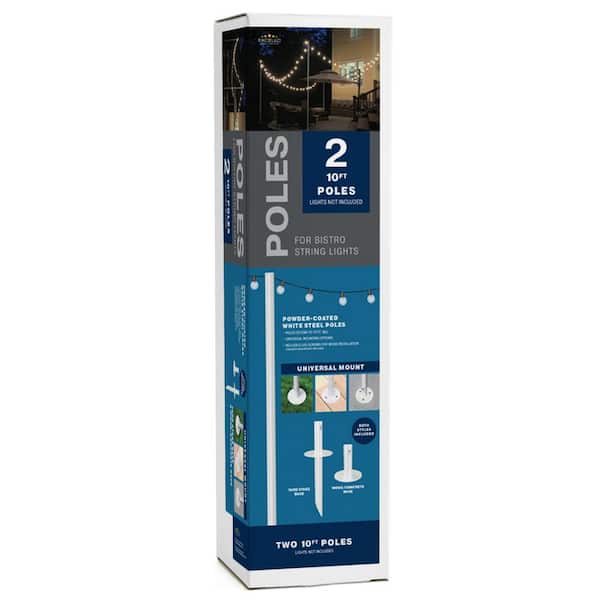 Two 10 ft. White String Light Poles