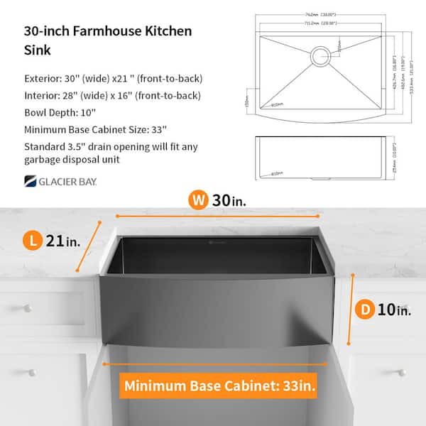 Gunmetal Black Stainless Steel 30 in. 18-Gauge Single Bowl Farmhouse Kitchen Sink with Black Spring Neck Faucet