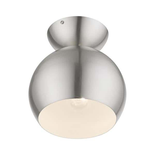 Stockton 8 in. 1-Light Brushed Nickel Semi-Flush Mount