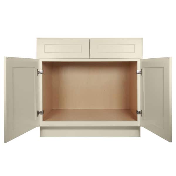 Newport Sink Base Antique White 2 False Drawers - Shaker Style Stock Sink Base 2-Door 36 in. W x 24 in. D x 34.5 in. H