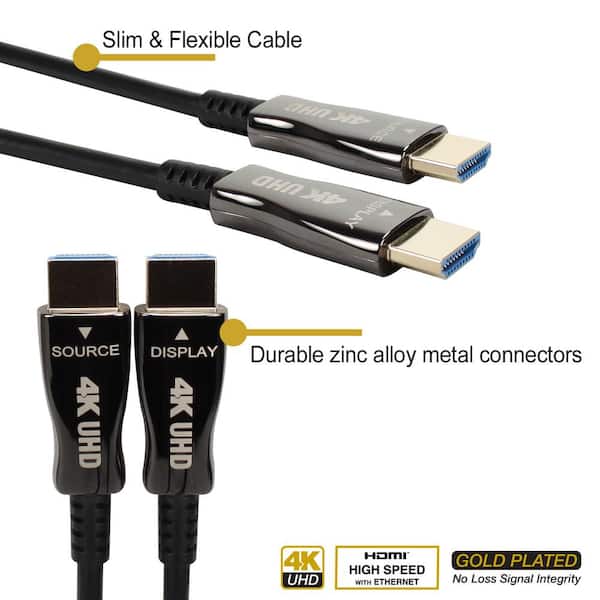 65 ft. Active Ethernet Gold Plated UltraHD 4K/60Hz 18Gbps Slim HDMI Cable - Black