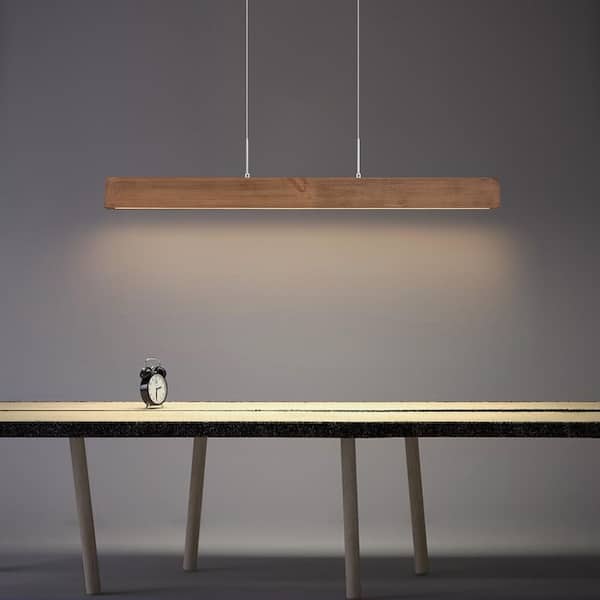 Angelo 20-Watt Integrated LED Linear Brown Wood Island Chandelier for Kitchen Dining Room