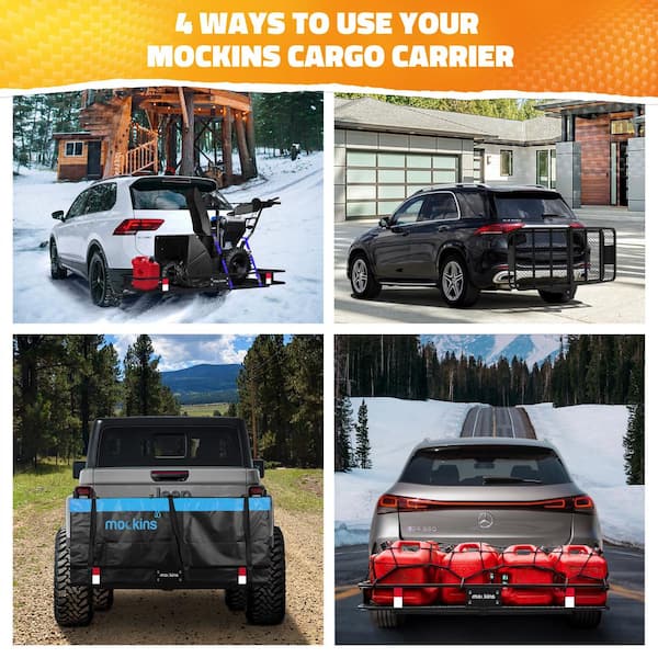 500 lbs. Capacity Hitch Mount Cargo Carrier Set with Folding Shank and 2 in. Raise, Cargo Bag, Net, Straps, Locks - Blue