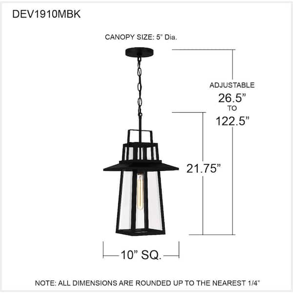 Devonport 1-Light Matte Black Outdoor Pendant Light