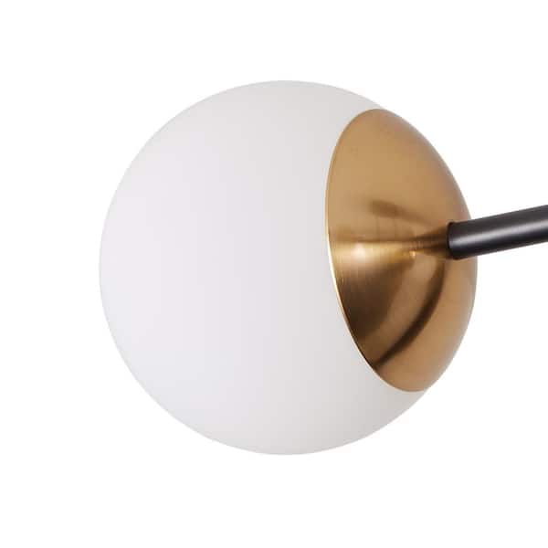 35.4 in. 6-Light Black Modern Sputnik Semi-Flush Mount Ceiling Light Fixture with Glass Shades