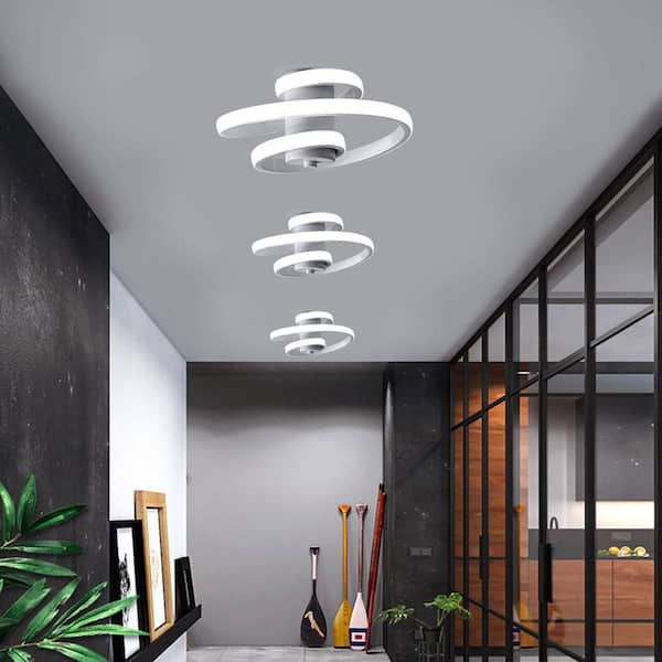 9.05 in. 1-Light Modern 18-Watt White Flush Mount Integrated LED Ceiling Light for Entryway Hallway