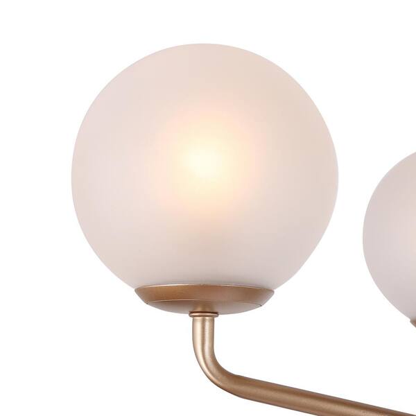 Combin Modern 5-Light Dark Gold Globe Chandelier Light, 24 in. Hanging Pendant with Frosted Glass Hanging Ceiling Light