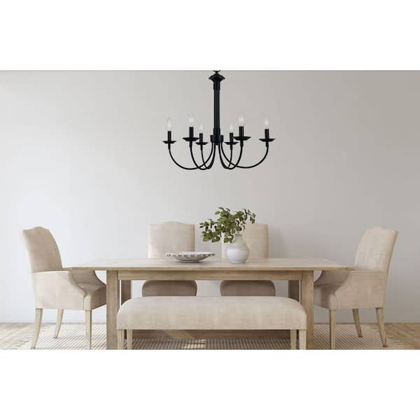 Candle 6-Light Black Candle Chandelier Light Fixture