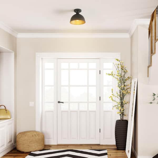 Tallulah 10 in. 1-Light Matte Black Semi-Flush Mount