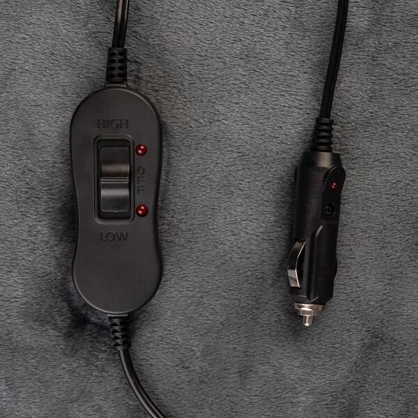 Heated Blanket - Portable 12-Volt Electric Travel Blanket for Car, Truck, or RV (Gray)