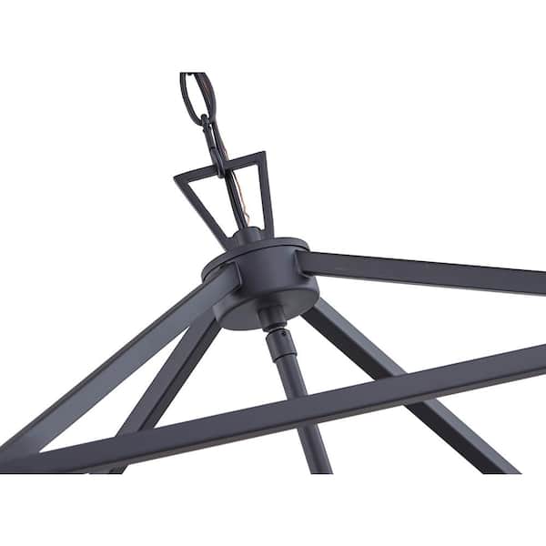 6-Light Matte Black Lantern Industrial Black Cage Farmhouse Chandelier