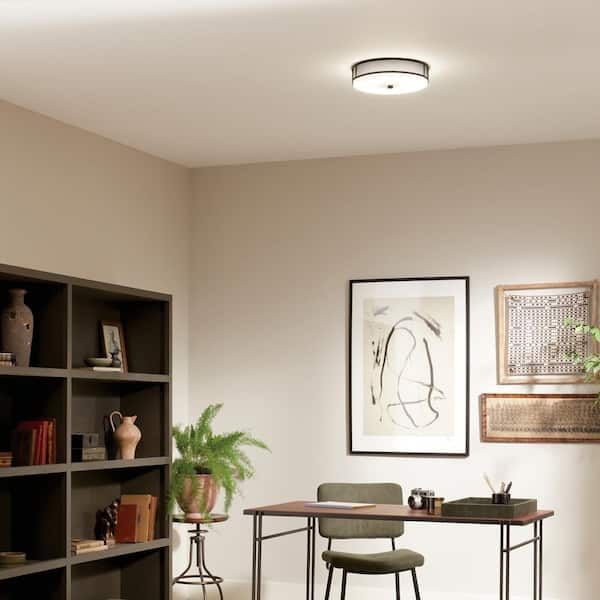 Ceiling Space 13.25 in. 1-Light Black Integrated LED Transitional Hallway Flush Mount Ceiling Light
