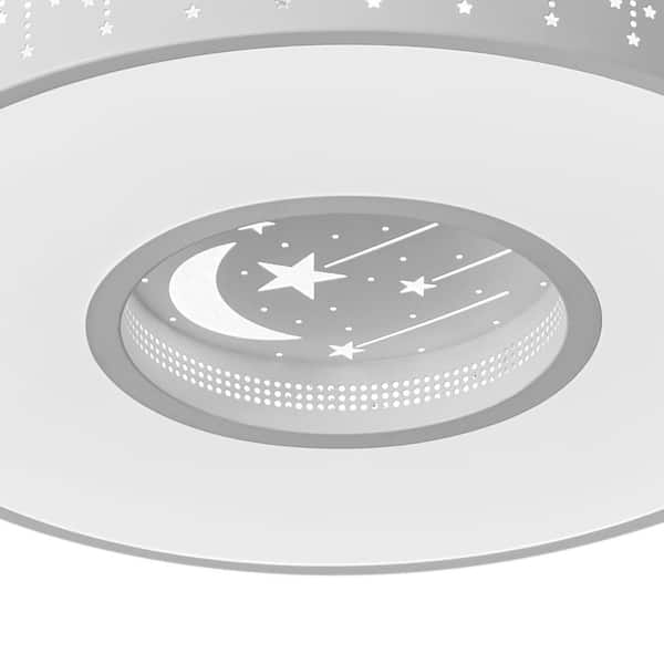 15.7 in. 1-Light White Simple Circle Star Creative Design 20-Watt Integrated LED Flush Mount Ceiling Light