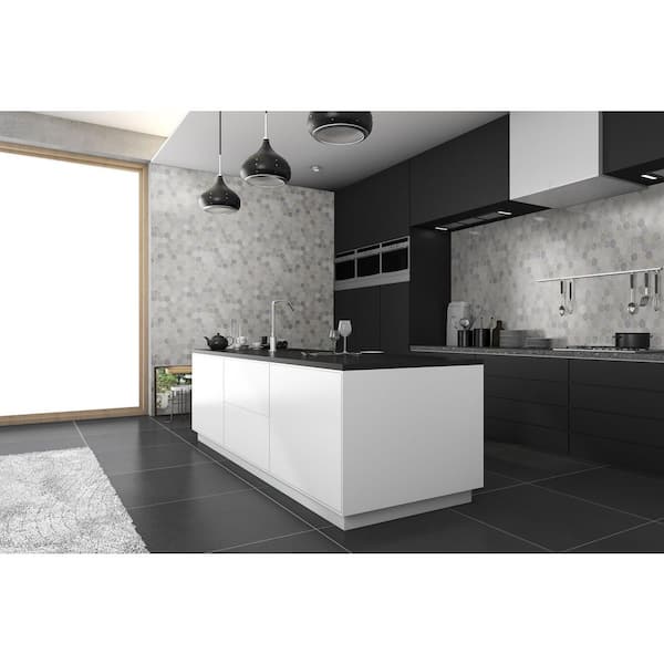 Greecian White Hexagon 12 in. x 11.75 in. x 10 mm Polished Marble Mosaic Tile (9.8 sq. ft. / case)