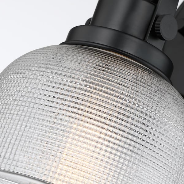 6 in. 1-Light Black Bathroom Wall Sconce with Clear Prismatic Glass Shade