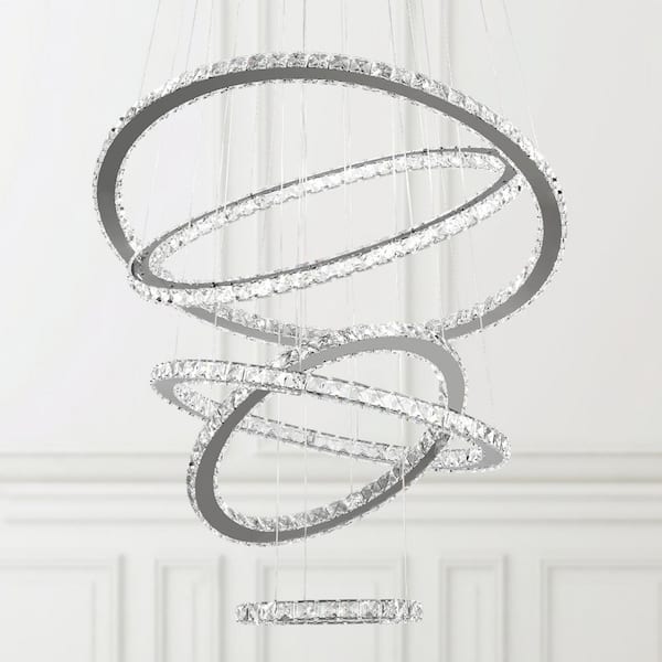 Jefferson 5-Light Clear/Chrome Unique Integrated LED Chandelier with Crystal Accents