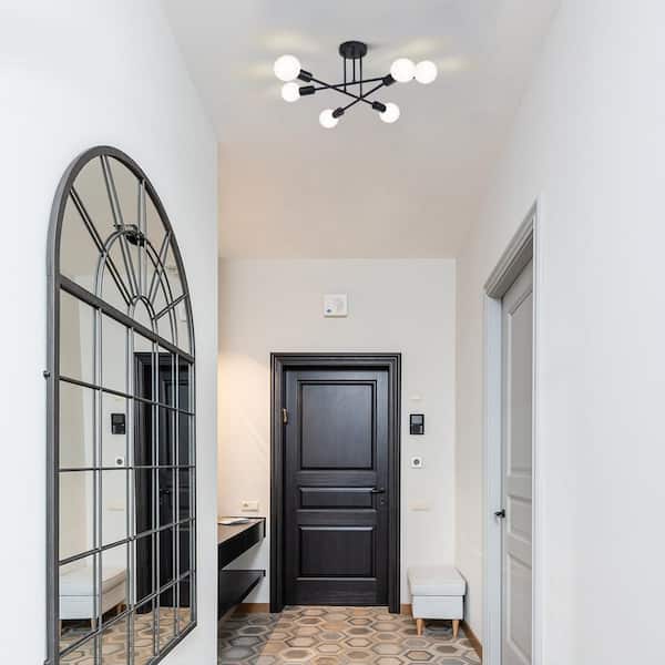 Highlandville 23.62 in. 6-Light Black Sputnik Semi-Flush Mount