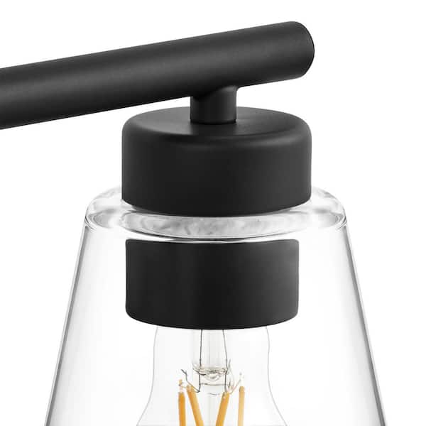 Eastburn 22 in. 3-Light Matte Black Vanity Light with Clear Glass Shades