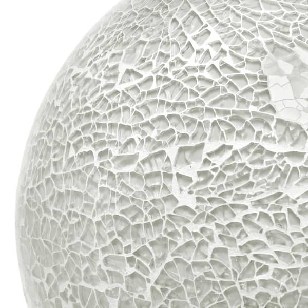 7.75 in. 1-Light White Mosaic Stone Ball Table Lamp