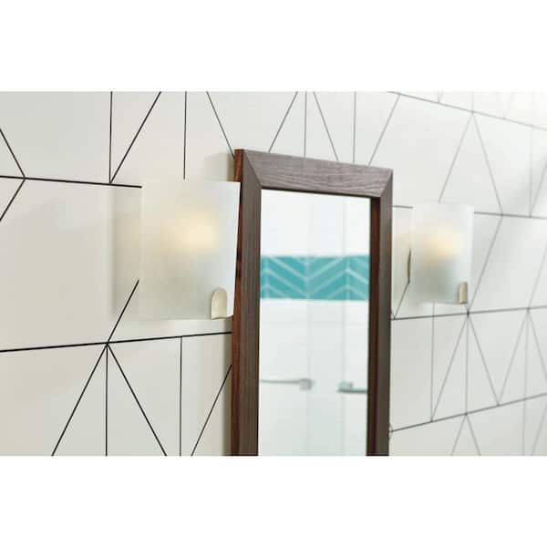 Obsidian 1-Light Brushed Nickel Sconce with Frosted Glass Shade