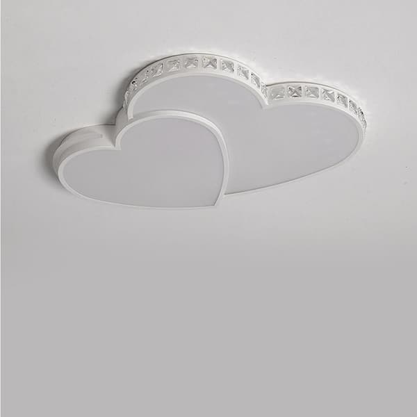 20 in. 1-Light White Integrated LED Flush Mount Heart Shape Design Ceiling Light