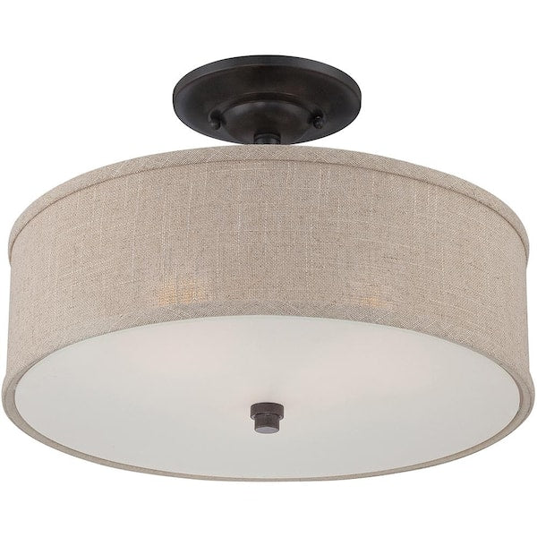 Cloverdale 3-Light Mottled Cocoa Semi-Flush Mount