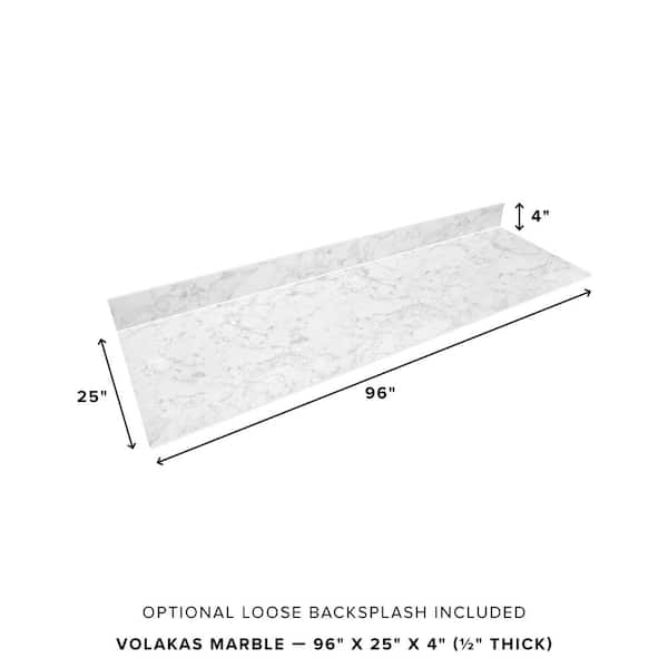 8 ft. L x 25 in. D Engineered Composite Countertop in Volakas Marble with Satin Finish